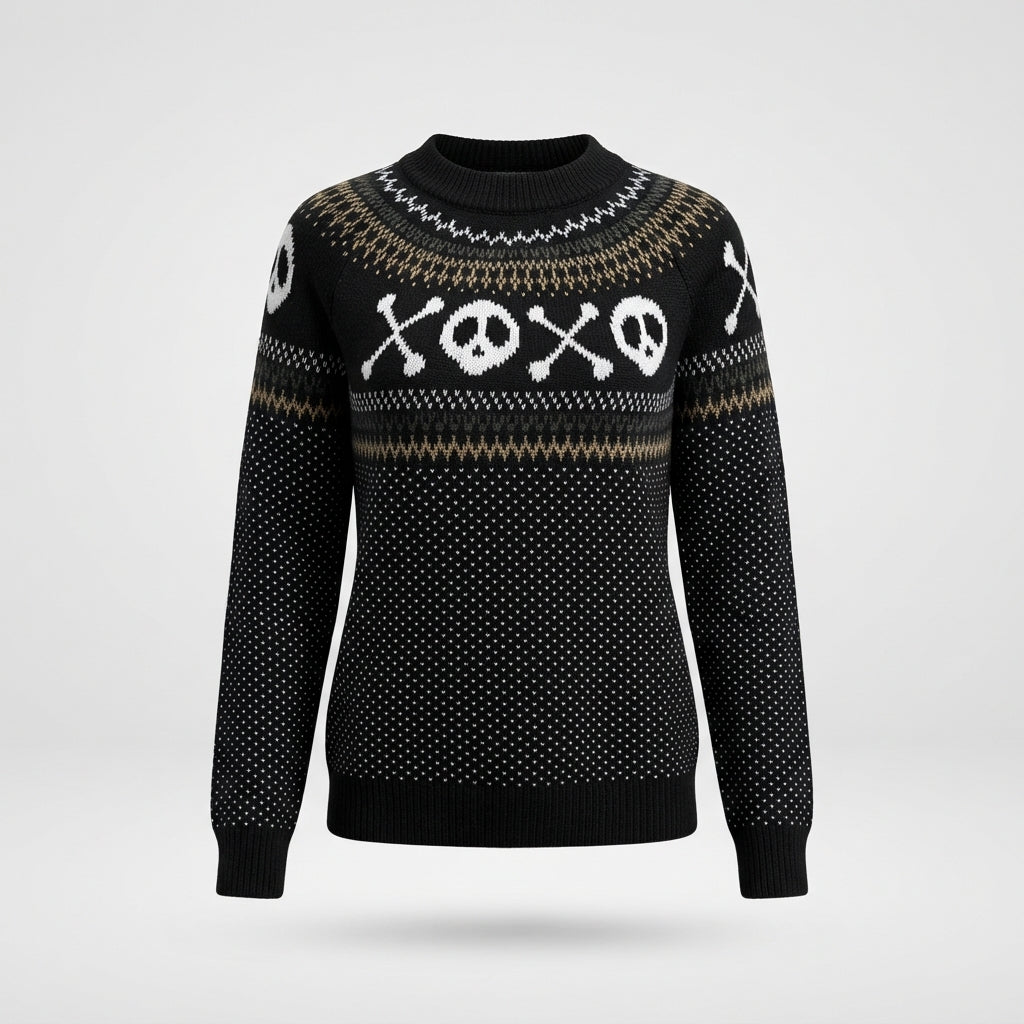 Women's Oversized Halloween Sweater with Round Neck and Long Sleeves - 3