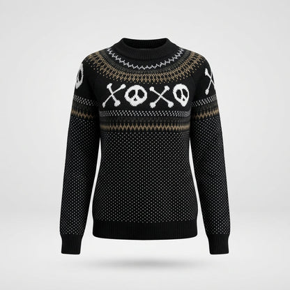 Women's Oversized Halloween Sweater with Round Neck and Long Sleeves - 3