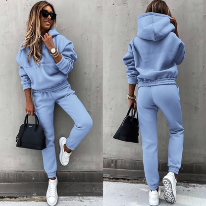 Women's Oversized Hoodie and Jogger Set with Drawstring Hood and Kangaroo Pocket