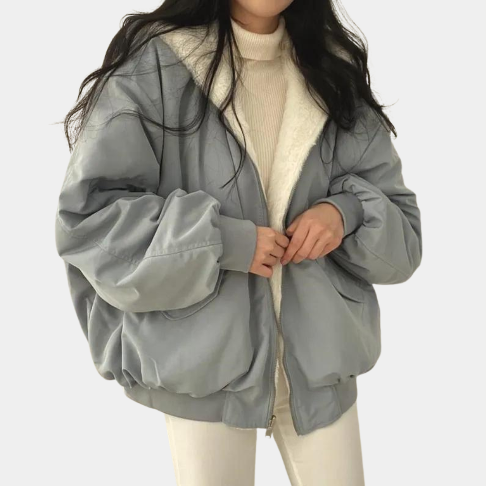 Women's Oversized Winter Bomber Jacket with Hood