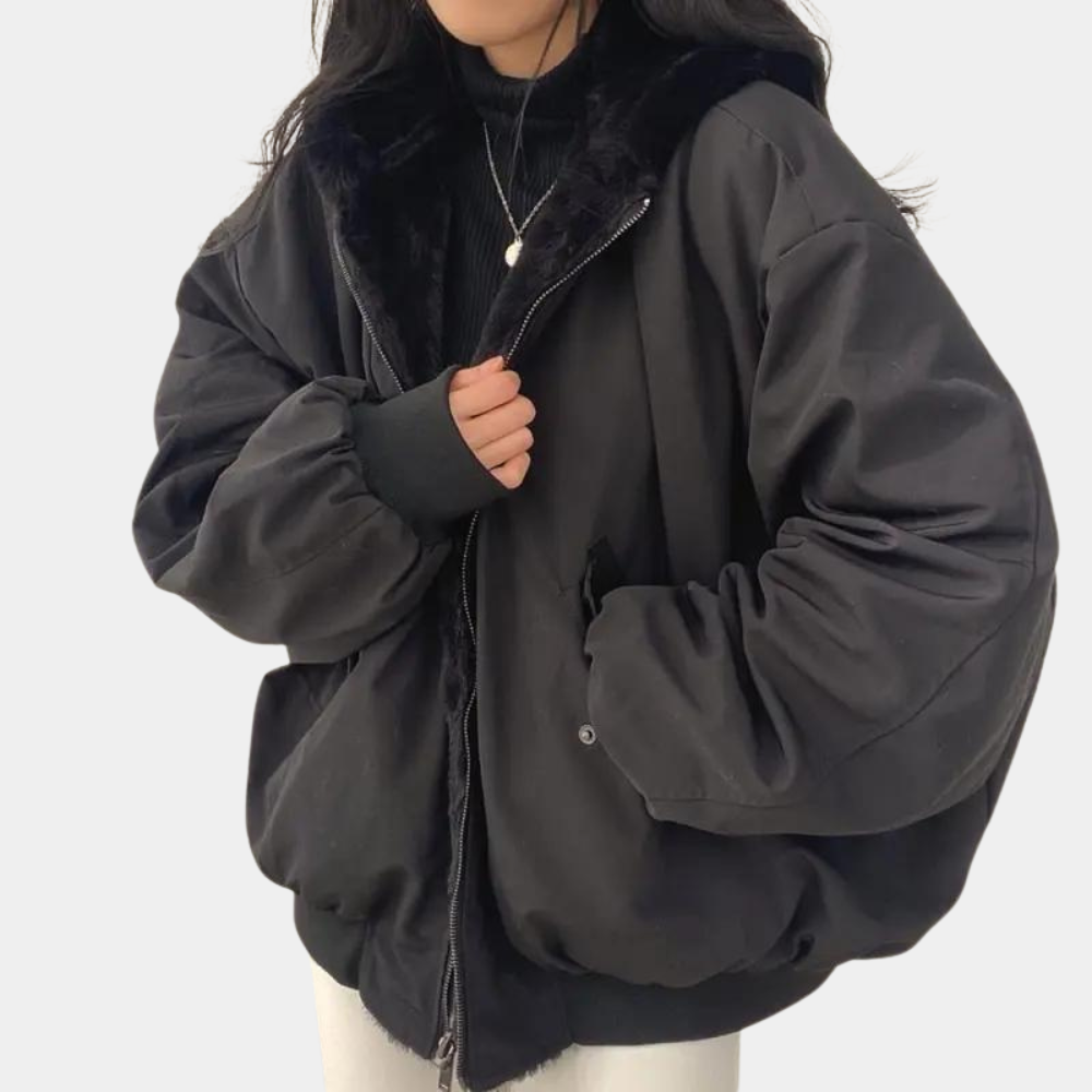 Women's Oversized Winter Bomber Jacket with Hood