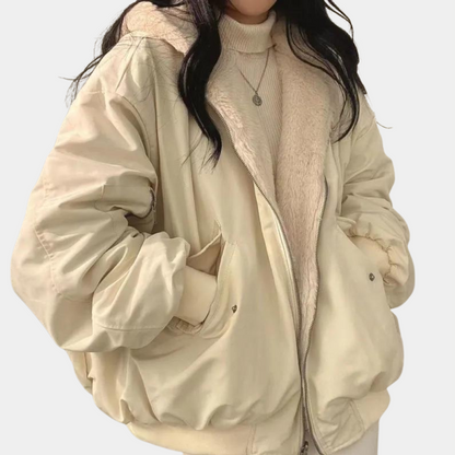 Women's Oversized Winter Bomber Jacket with Hood