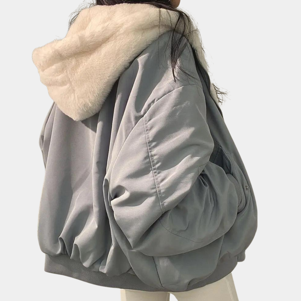 Women's Oversized Winter Bomber Jacket with Hood