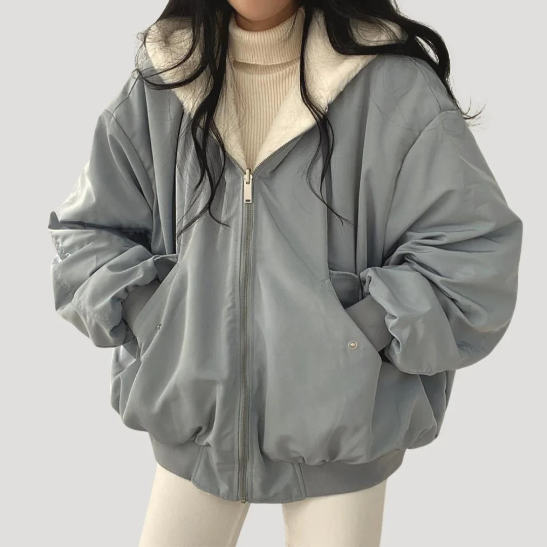 Women's Oversized Winter Bomber Jacket with Hood