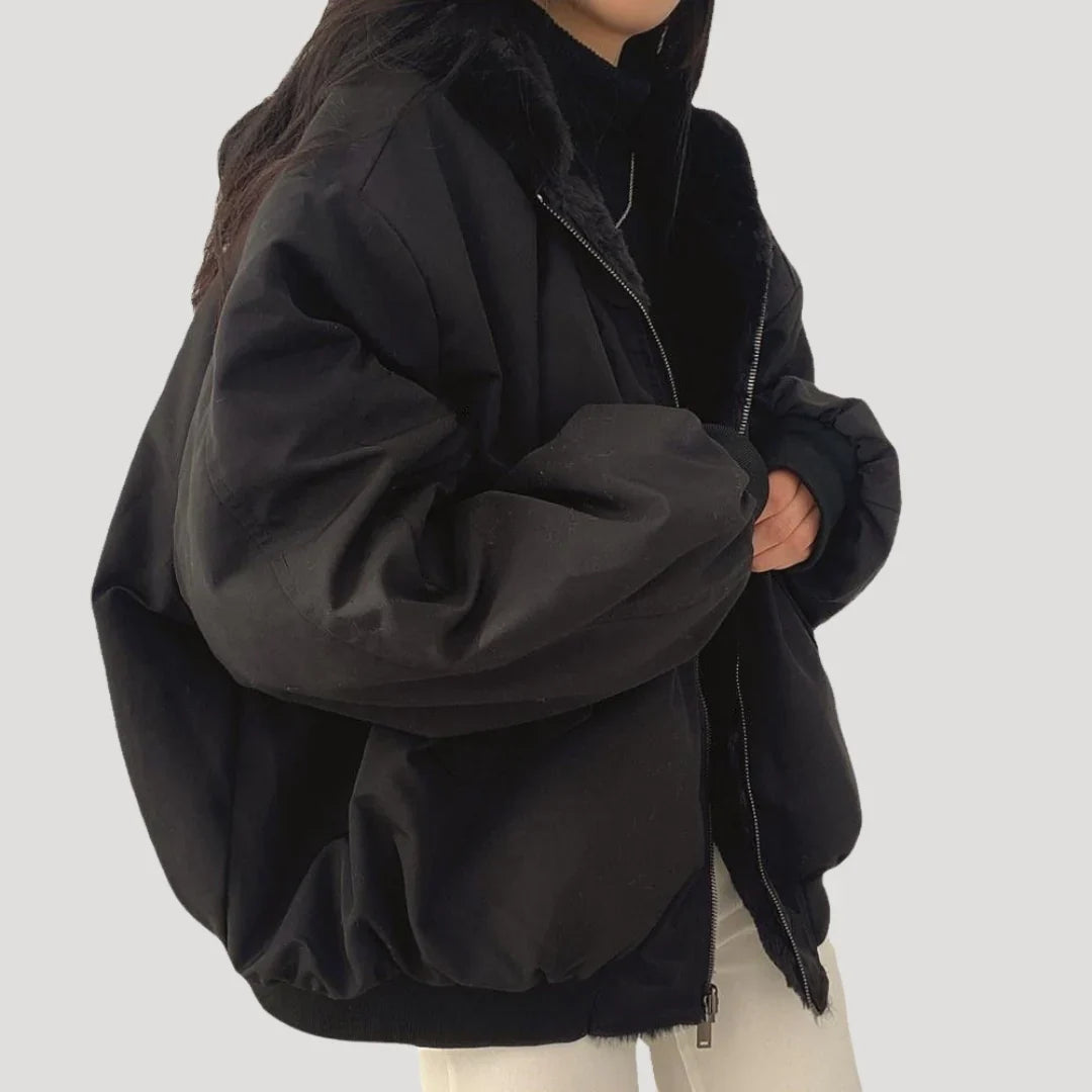 Women's Oversized Winter Bomber Jacket with Hood