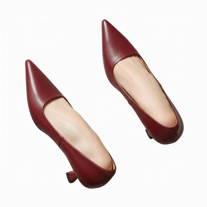 Women's Pointed-Toe Kitten Heel Pumps with Low Block Heel