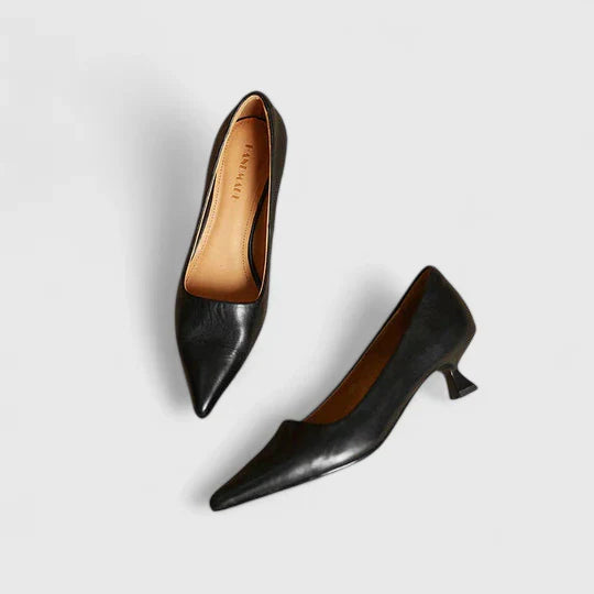 Women's Pointed-Toe Kitten Heel Pumps with Low Block Heel