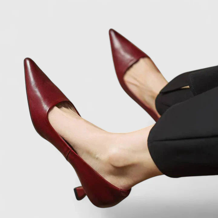 Women's Pointed-Toe Kitten Heel Pumps with Low Block Heel