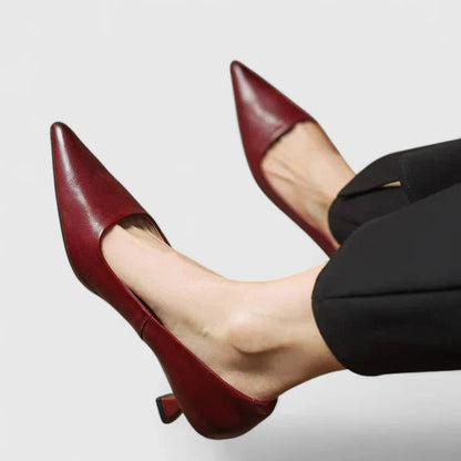 Women's Pointed-Toe Kitten Heel Pumps with Low Block Heel