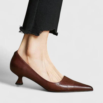 Women's Pointed-Toe Kitten Heel Pumps with Low Block Heel