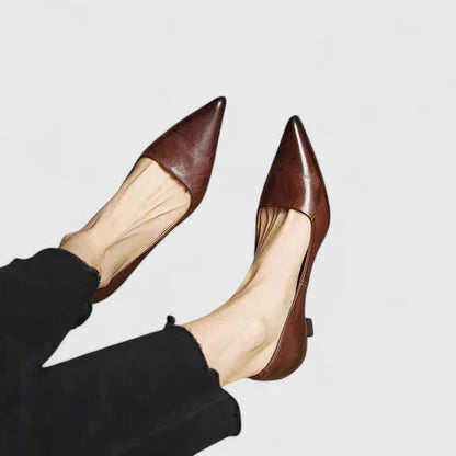 Women's Pointed-Toe Kitten Heel Pumps with Low Block Heel