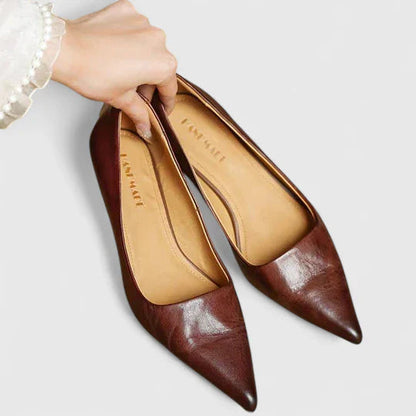 Women's Pointed-Toe Kitten Heel Pumps with Low Block Heel