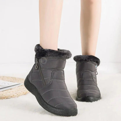 Women's Quilted Snow Boots with Side Zip and Faux Fur Trim