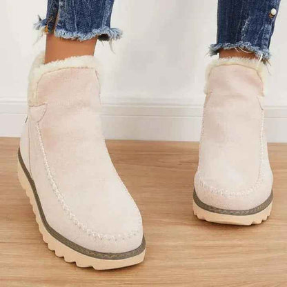 Women's Retro Snow Boots with Thick Sole and Round Toe
