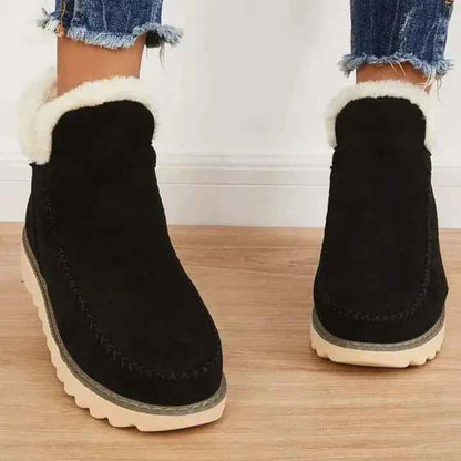 Women's Retro Snow Boots with Thick Sole and Round Toe
