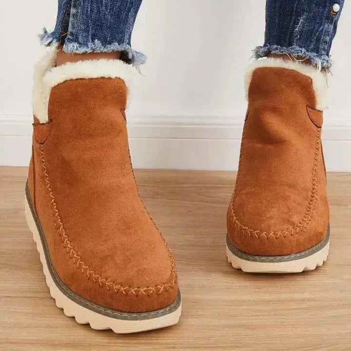 Women's Retro Snow Boots with Thick Sole and Round Toe