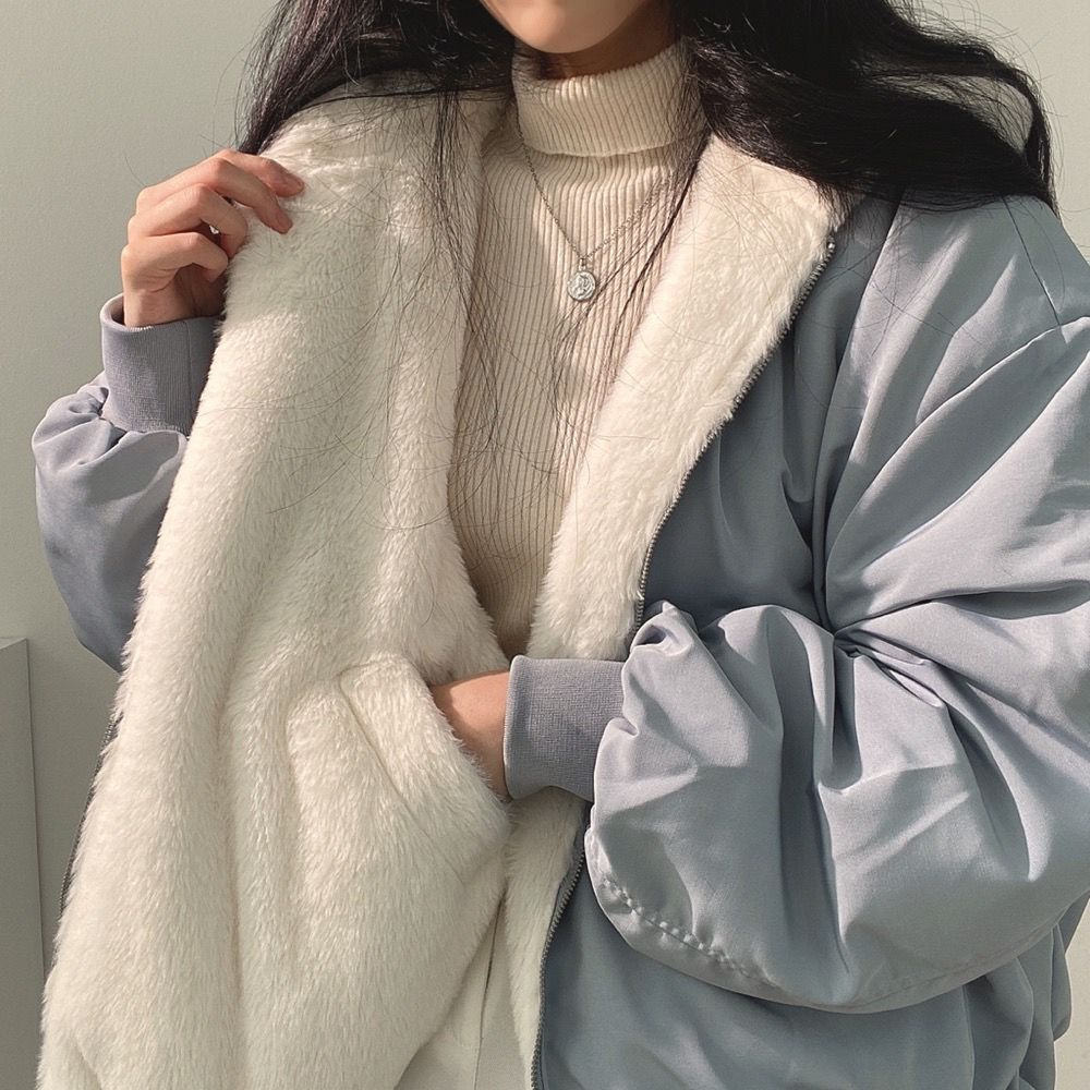 Women's Reversible Winter Jacket with Hood