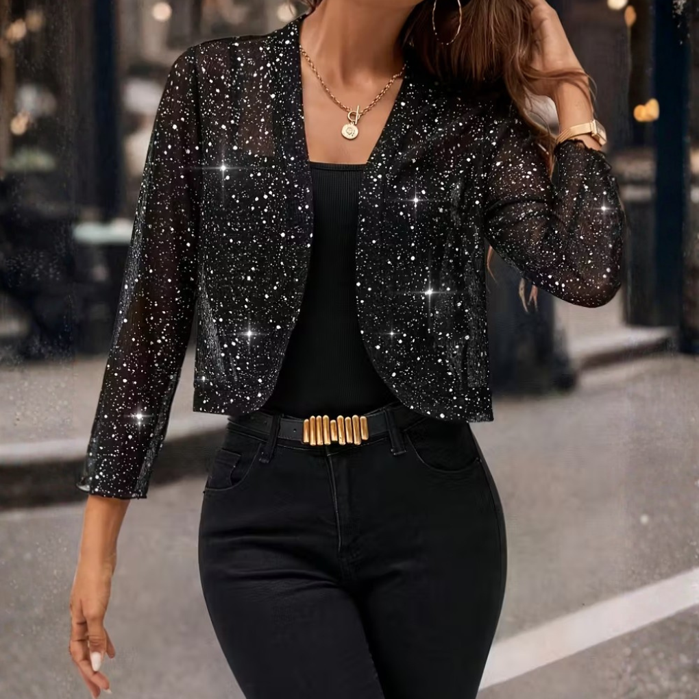 Women's Sequin Open-Front Cardigan Jacket