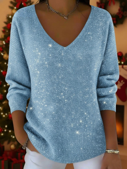 Women's Sequin V-Neck Sweater