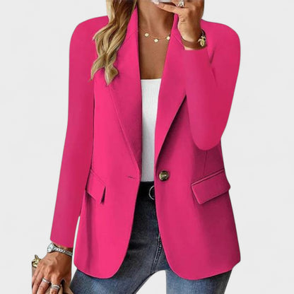 Women's Single-Button Tailored Blazer with Notch Lapel and Long Sleeves