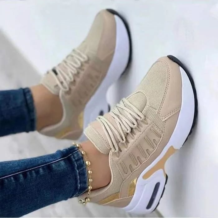 Women's Sneakers with Air Cushion Sole and Lace-Up Closure