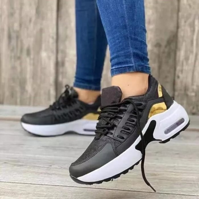Women's Sneakers with Air Cushion Sole and Lace-Up Closure