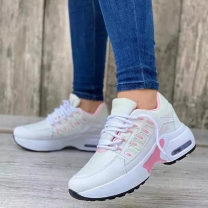 Women's Sneakers with Air Cushion Sole and Lace-Up Closure