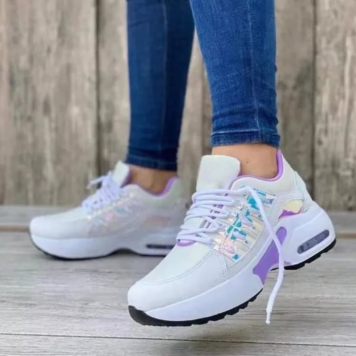 Women's Sneakers with Air Cushion Sole and Lace-Up Closure