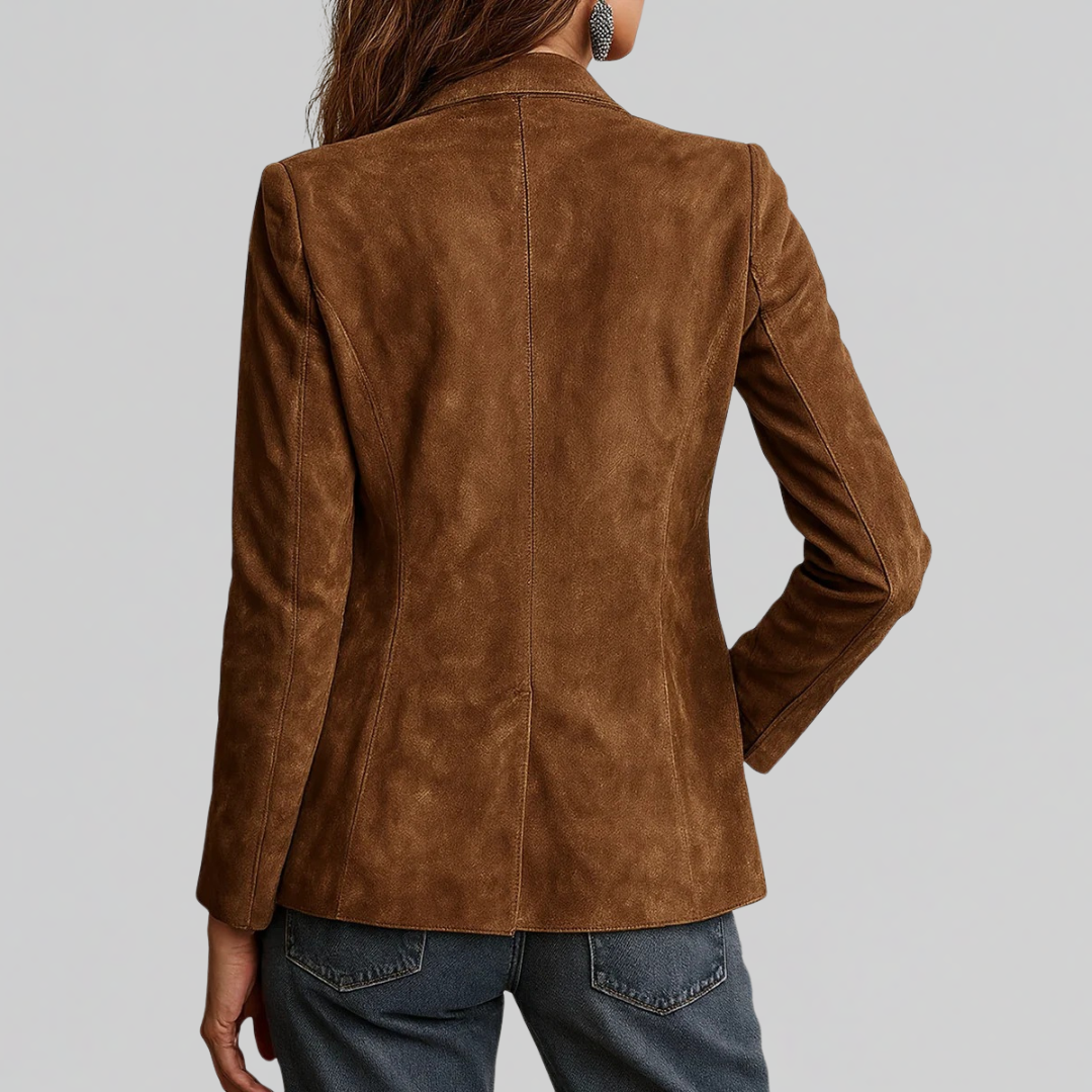 Women's Tailored Blazer with Notch Lapel and Patch Pockets