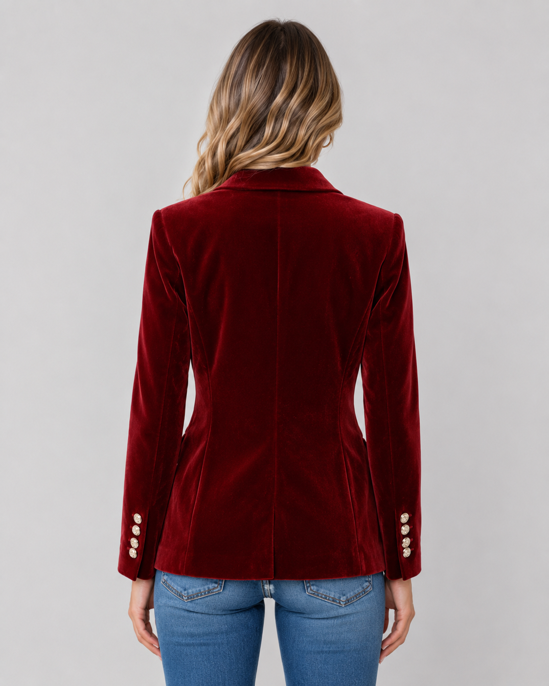 Women's Tailored Single-Button Blazer with Peak Lapel and Structured Shoulders