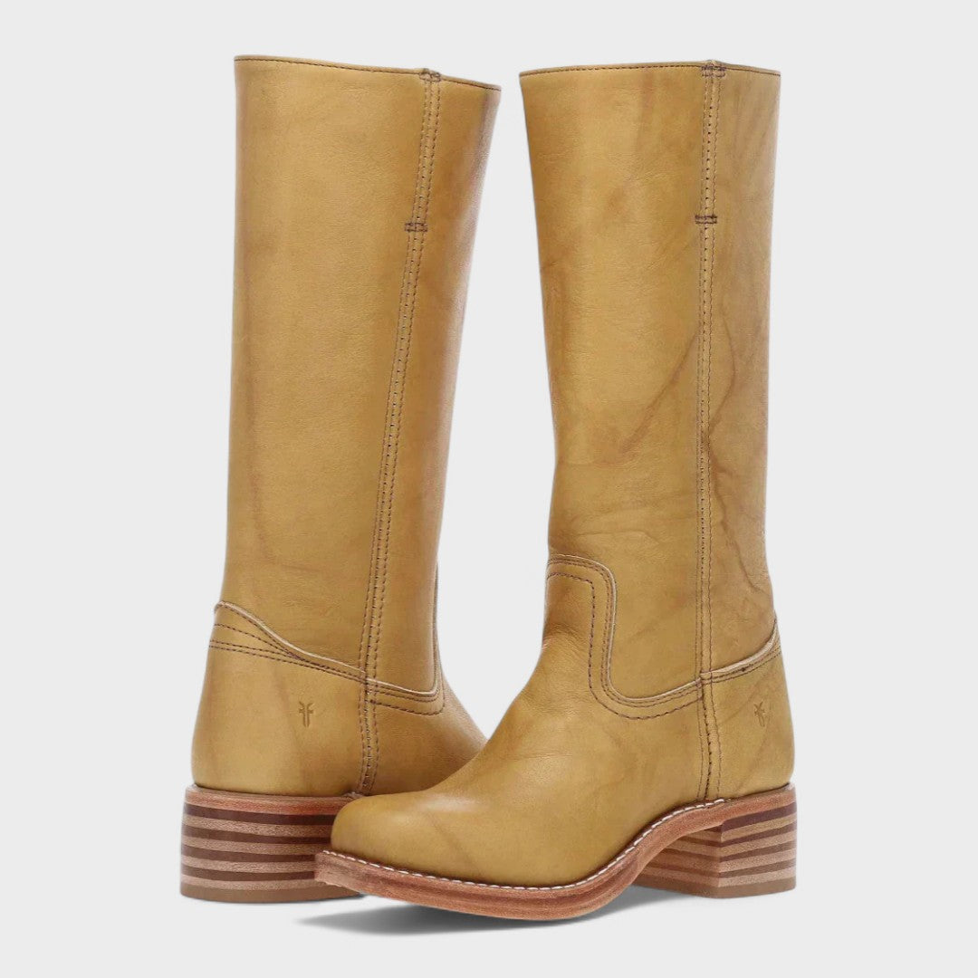 Women's Tall Riding Boots with Block Heel and Pull-On Design
