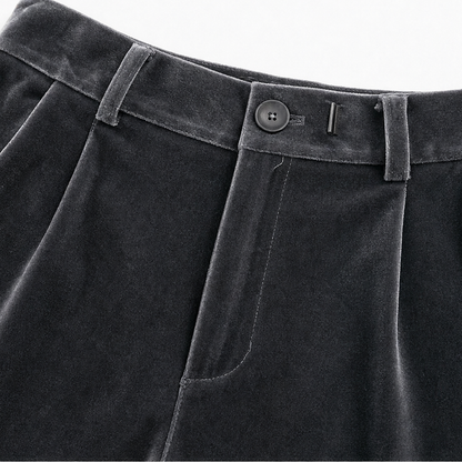 Women's Wide-Leg High-Waisted Trousers with Pleated Front