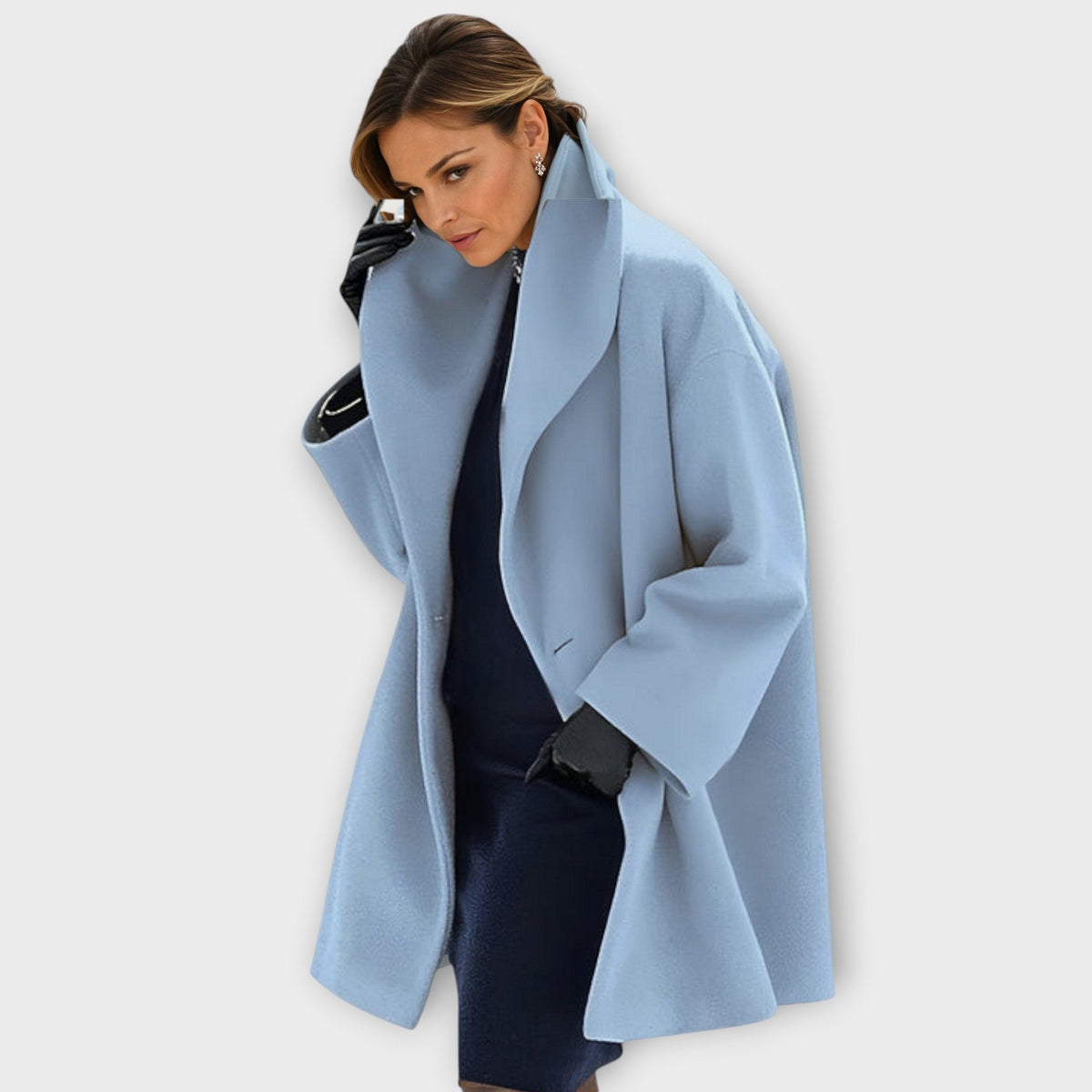 Women's Windproof Coat with Wide Shawl Collar