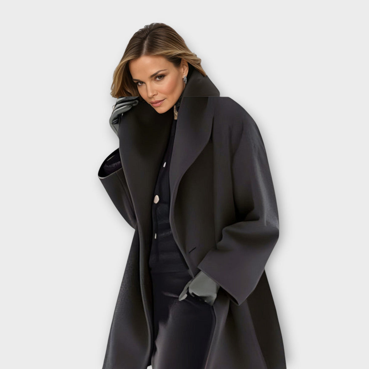 Women's Windproof Coat with Wide Shawl Collar