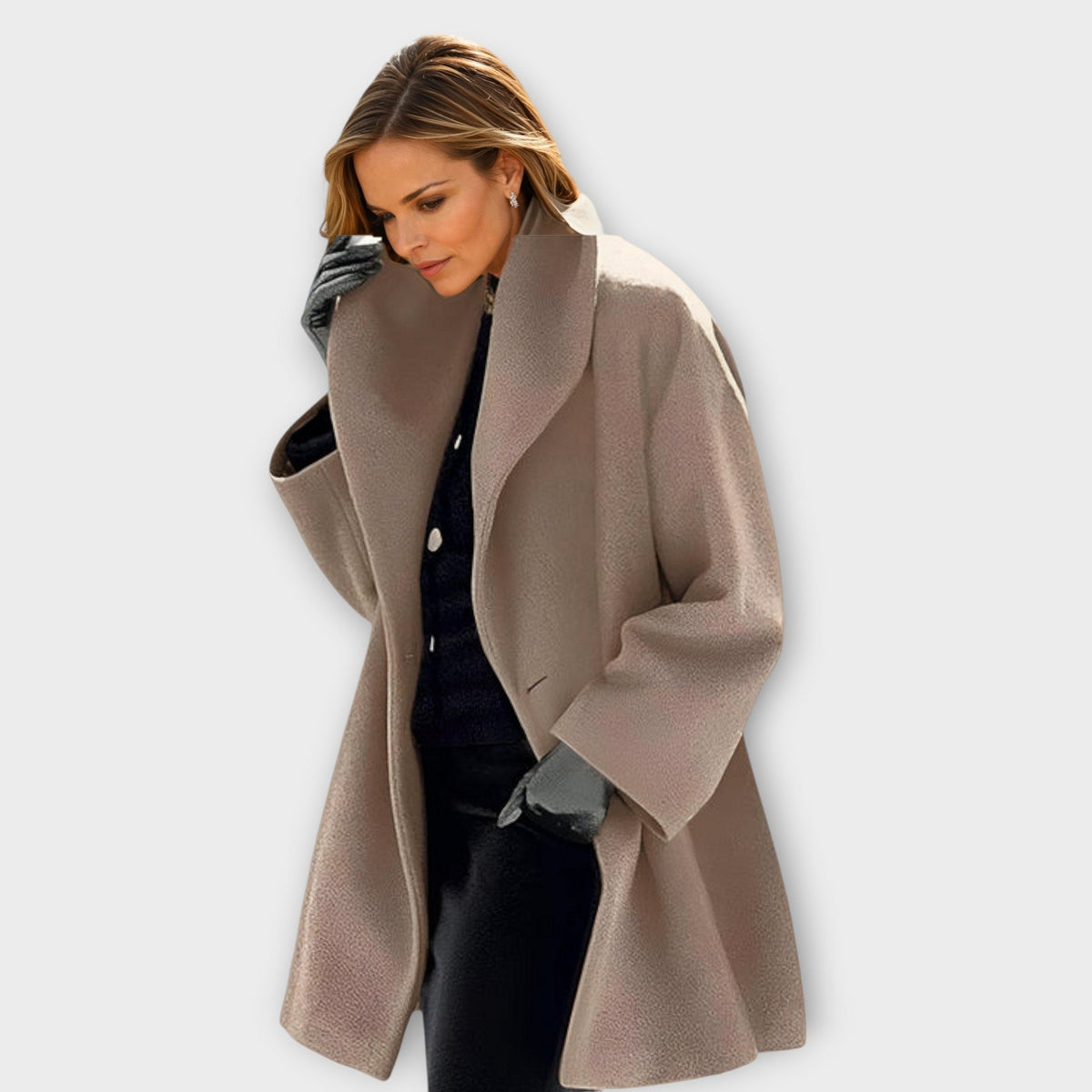 Women's Windproof Coat with Wide Shawl Collar