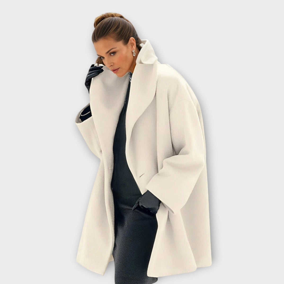 Women's Windproof Coat with Wide Shawl Collar