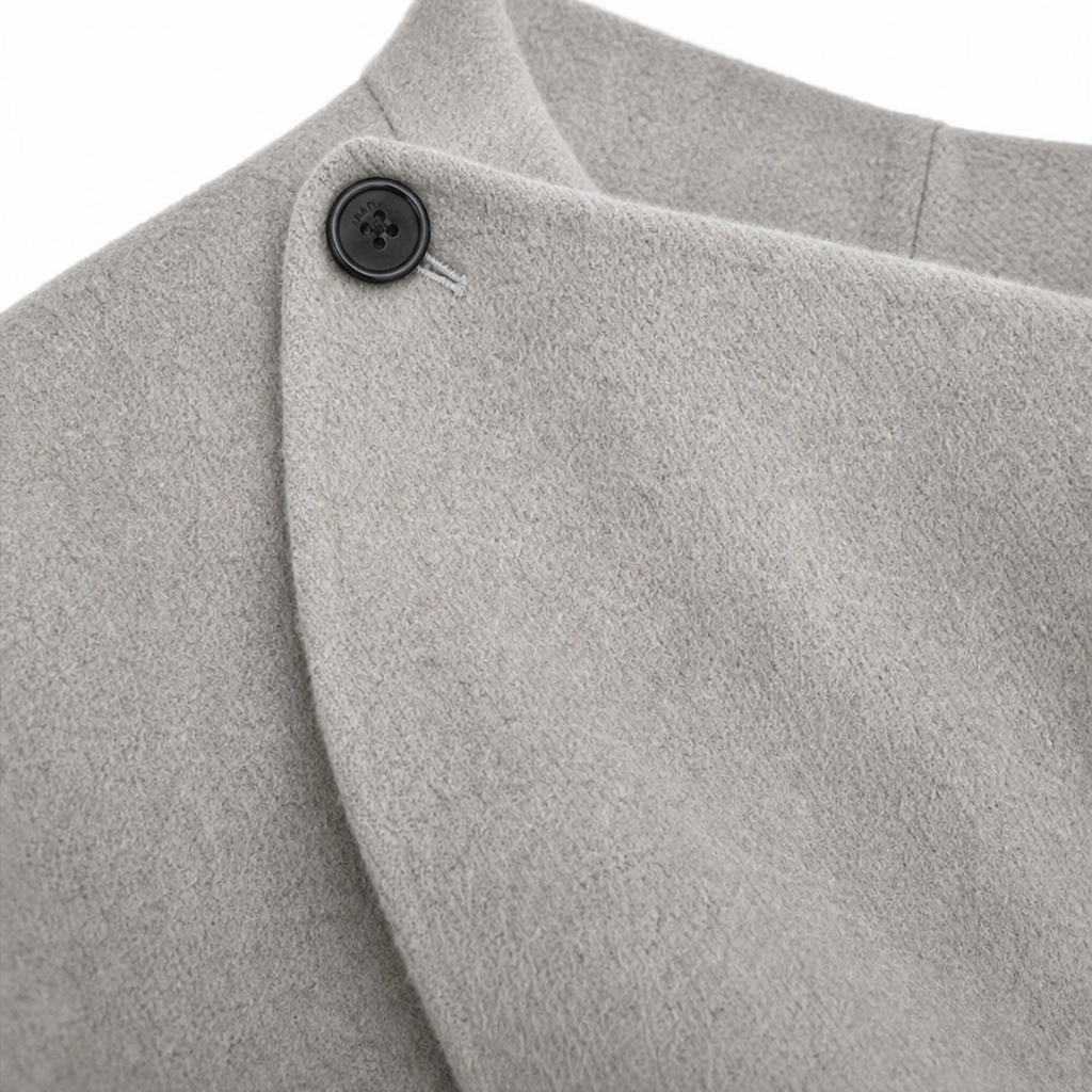 Women's Wrap Cape Jacket with Asymmetric Button Collar