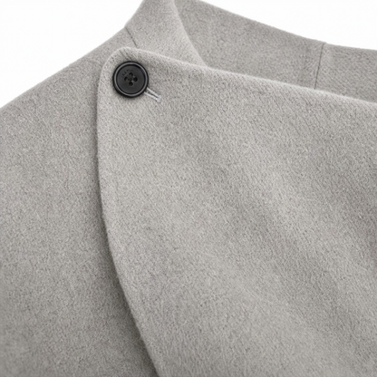 Women's Wrap Cape Jacket with Asymmetric Button Collar
